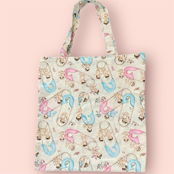 Handmade Vintage Baby Graphic Fabric Unisex Tote Bag - Picture 6 of 11